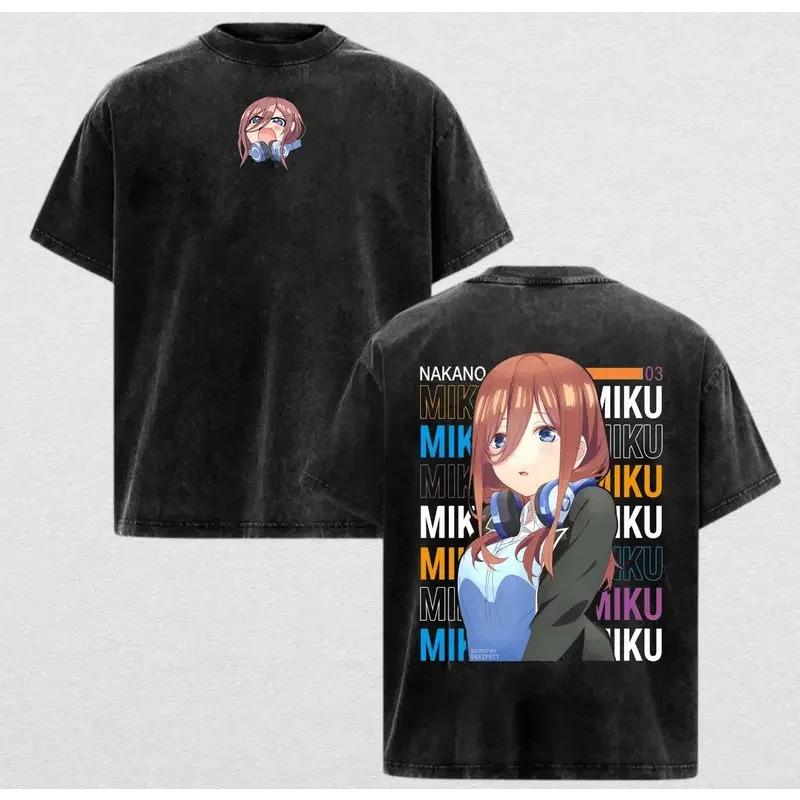 The Quintessential Quintuplets Miku Graphic Tshirt Men Women Clothing Short Sleeve Cotton T-shirts Washed Tee Harajuku T Shirt