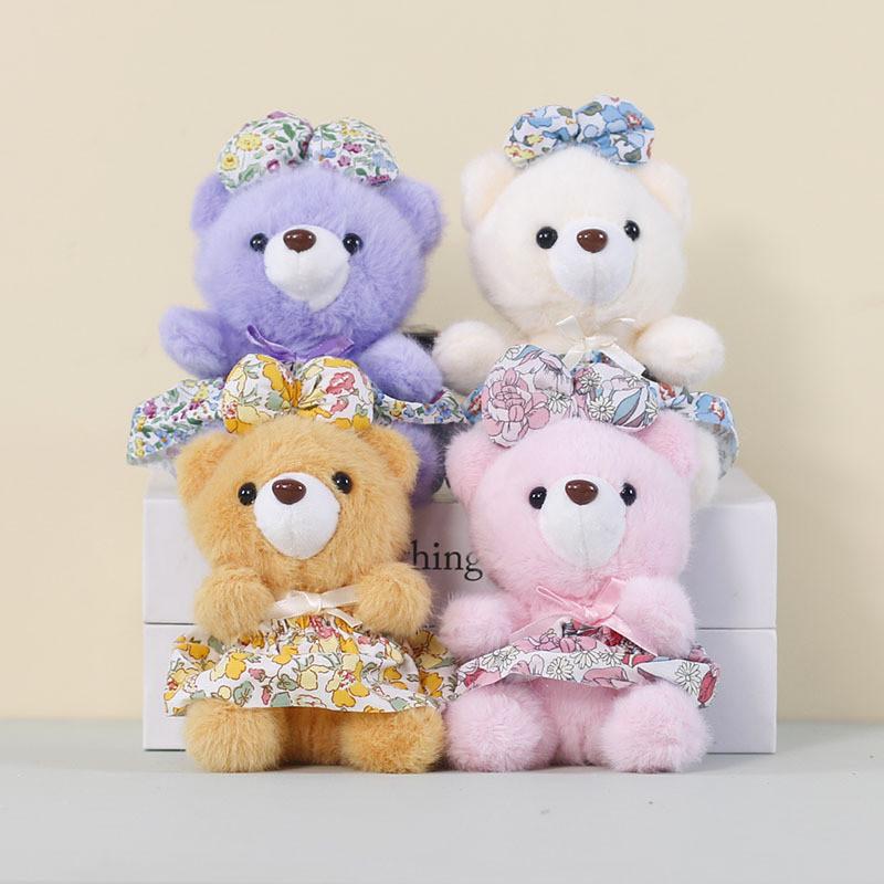 Plush Teddy Bear Keychain With Cartoon Dress For Kids And Bag Decor