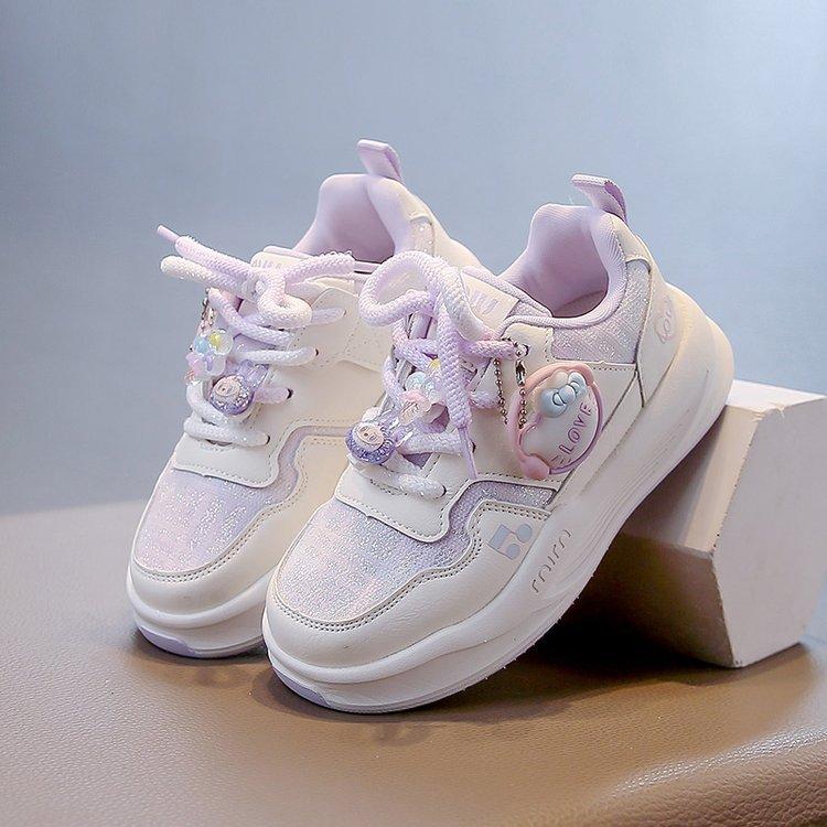 

New spring and autumn children s sneakers, comfortable and breathable, cute casual shoes for boys and girls, fashionable sports shoes for kids 26Inner Length16.5cm фиолетовый