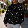 Women's Polka Dot Neck Sweatshirt, Lightweight Casual Pullover for Everyday Wear