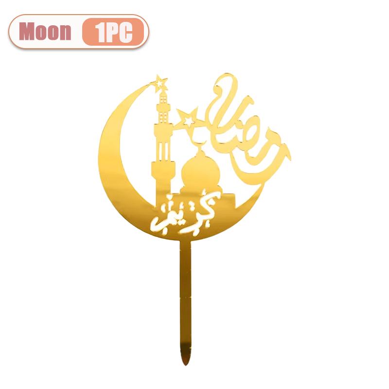 

Elegant Acrylic Ramadan Cake Decor Crescent Moon Eid Mubarak for Middle Eastern Party Table Islamic Festival Dessert Decorations
