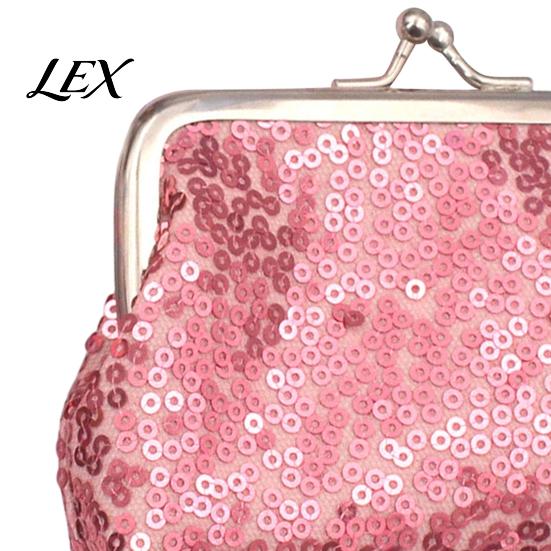 Lipstick And Coin Holder Women Purse, with Metal Hinge Kiss-lock Design, Lightweight Portable Durable Clasp Purse Mini Wallet, Sequined Glitter
