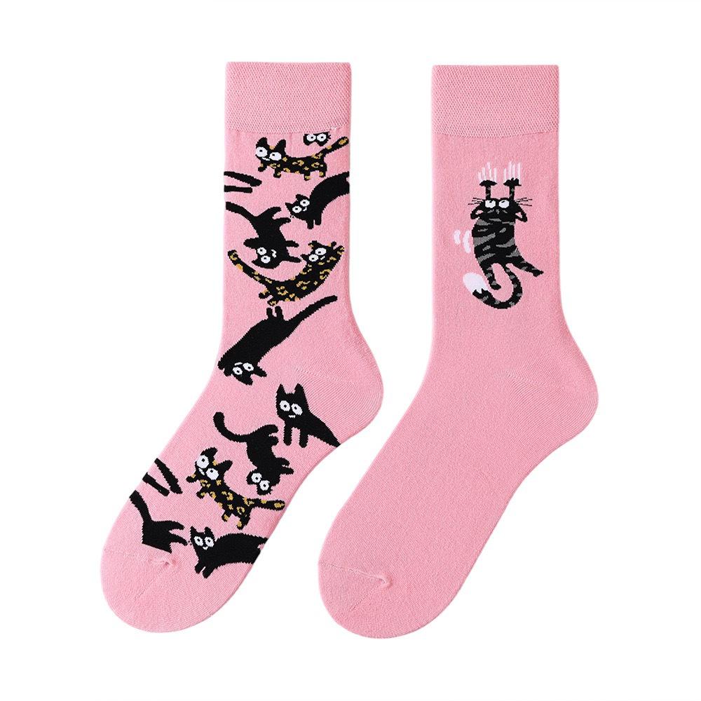 Original Asymmetrische Cartoon Hip Hop Baumwollsocken für Paare - Wadenhoch Mandarinenente Stil für Damen und Herren