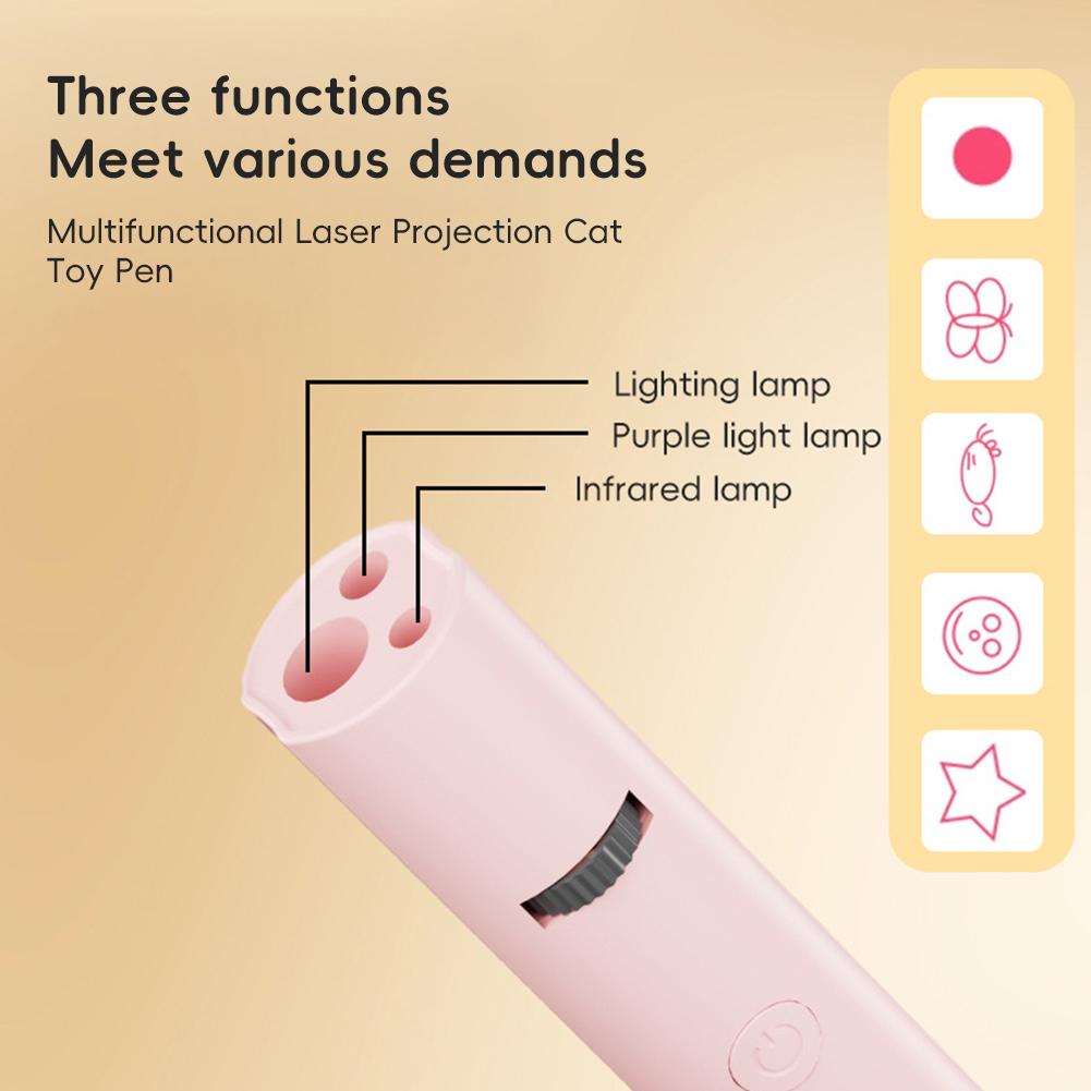 Interactive Red Dot Light Cat Toy Safe USB Charging 3IN 1 Kitten Teaser Toy Portable Cat Skin Funny Cat Chaser Stick
