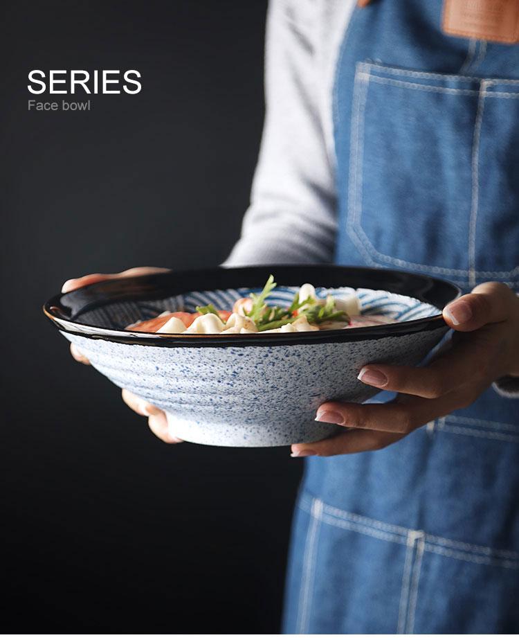 Best Selling Eco Friendly 9.5 Inch Noodles Bowl Japanese Style Large Ceramic Ramen Bowl Set
