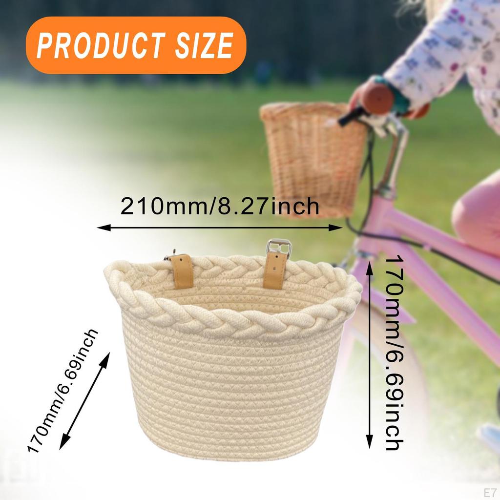 Kids Bike Basket Bicycle Front Handlebar Cloth Rope Storage Portable Tricycle