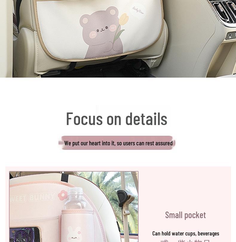 Cartoon Car Seat Back Organizer & Anti-Kick Pad
