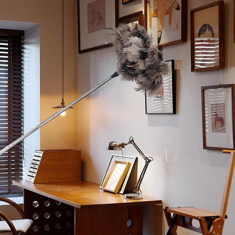 Electrostatic Feather Duster with Long Handle for Window Baseboard Vent Furniture Appliance Blind Cobweb Removal Fan Dusting