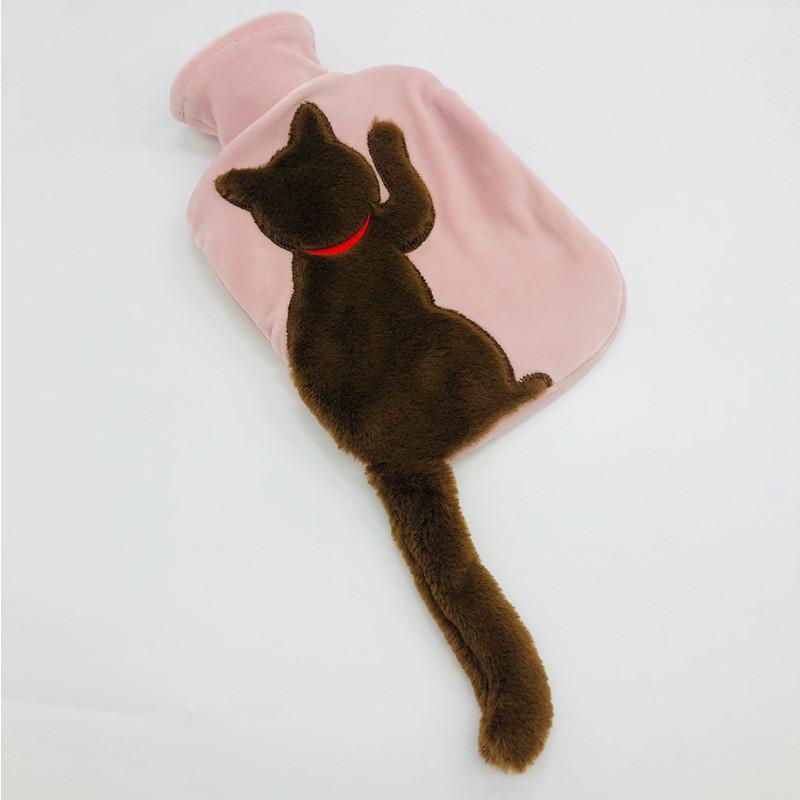 Adorable Plush Cat Design Water Injection Hot Water Bag Soft Durable Pvc Material For Cozy Warmth