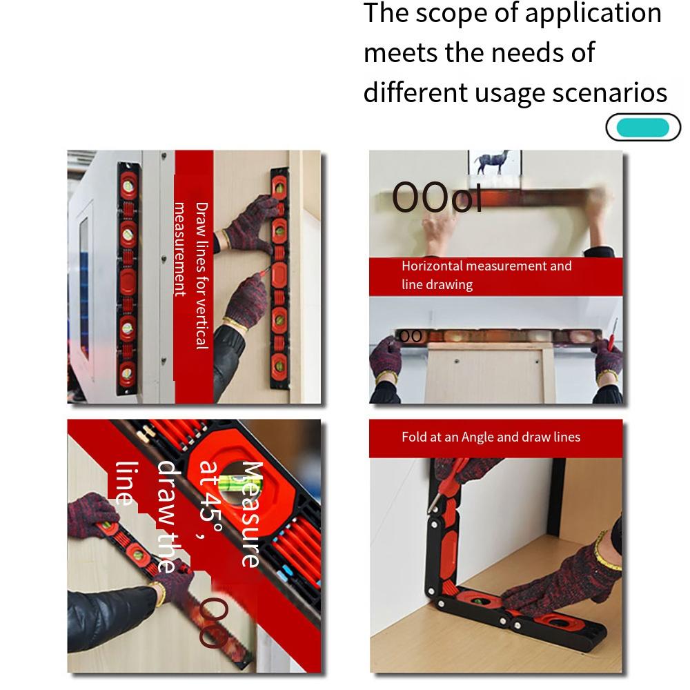 1PC High Precision Multifunctional Folding Horizontal Ruler Home Improvement Corner Woodworking Artifact Measuring Tool with Magnetic Balance Ruler