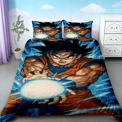 Cartoon Dragon Ball Duvet Cover Set Goku Bedding Set Soft and Comfortable for Children Bedroom Decor Queen King Size