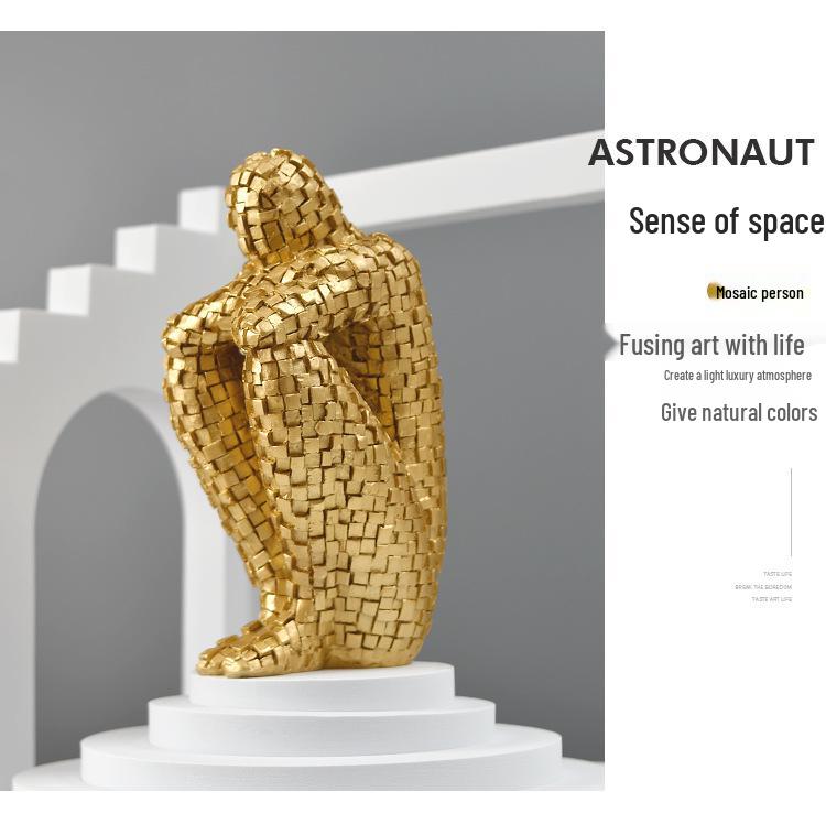New Chinese Style Mosaic Figure Resin Sculpture for Living Room Decor
