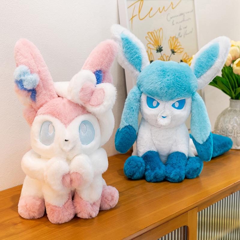 40/80cm Cartoon Large Sylveon Glaceon Plush Toys Pillow Doll Cute Ornament Stuffed Plushie Eevee Gift for Kids