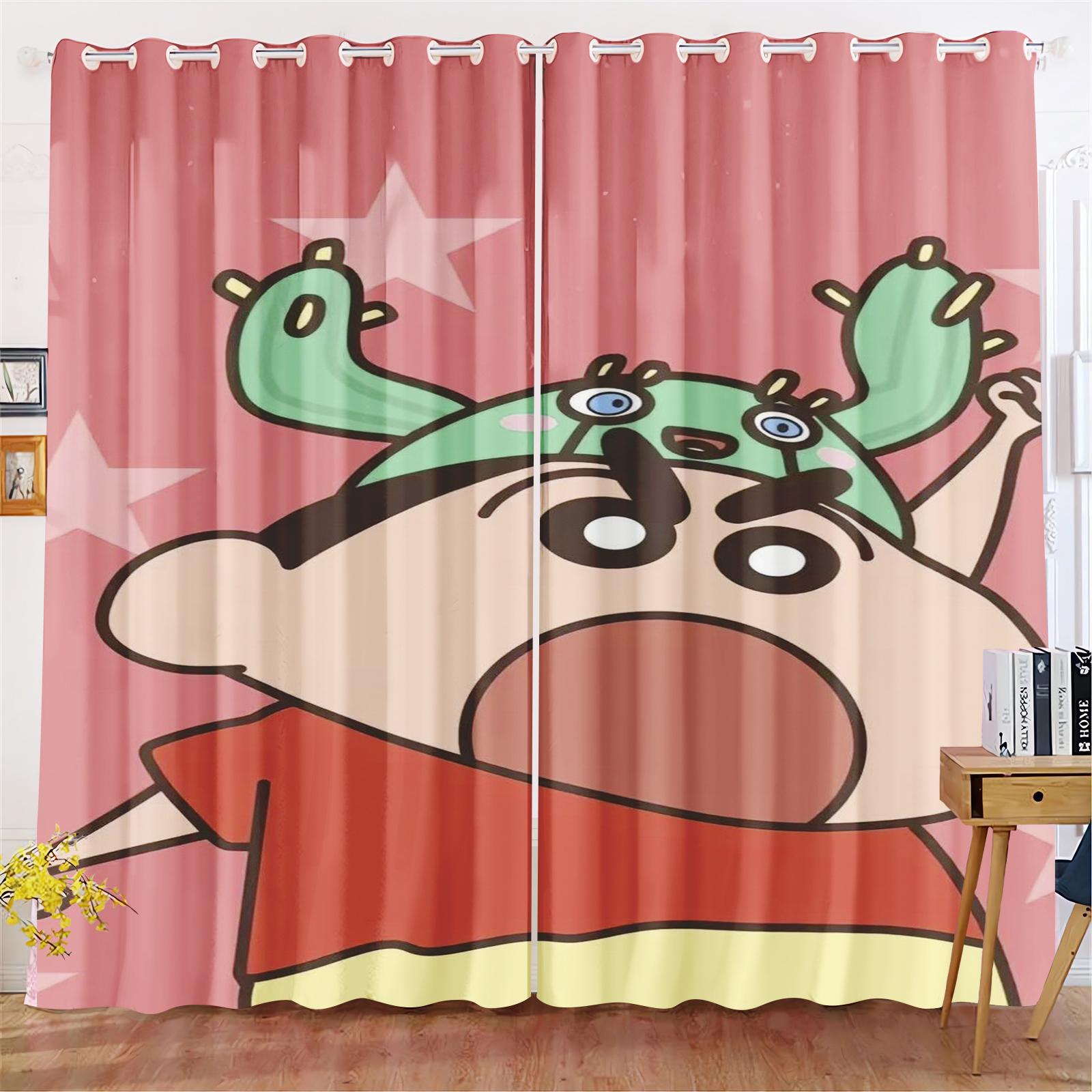 

Crayon Shin-chan 3D Digital Print Curtains Cartoon Window Blackout Curtain Bedroom Fashion Style Home Decor Cute Anime Findings 100x140cm&Grommet Top