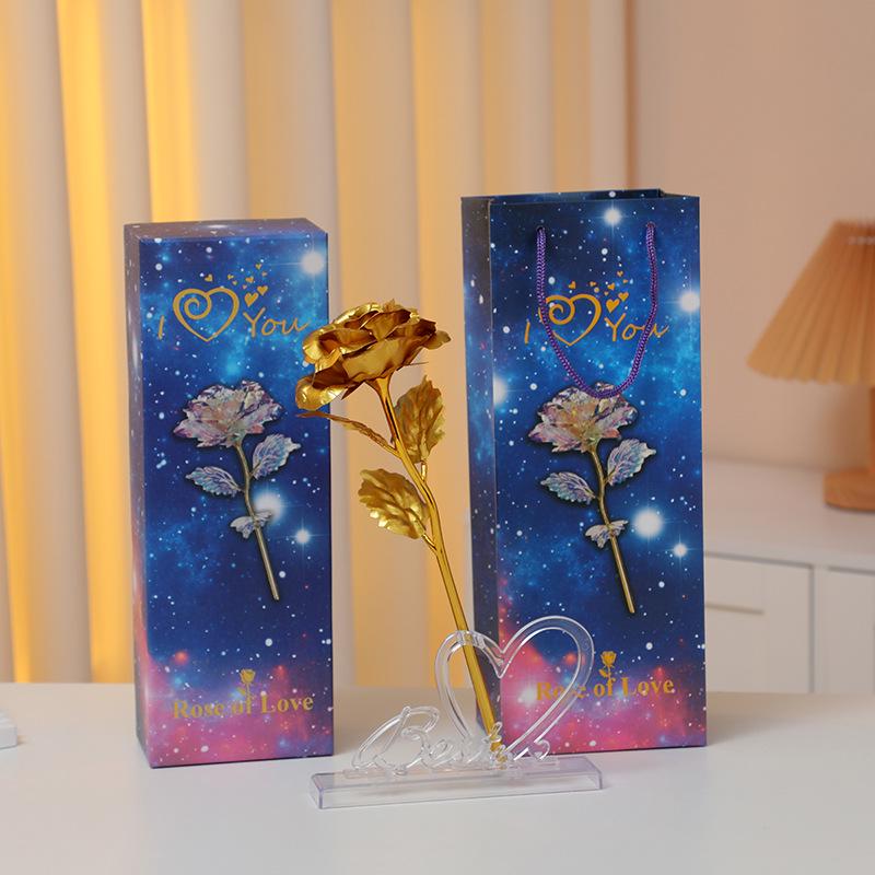 Φωτεινή Ανθοδέσμη με Τριαντάφυλλα από Φύλλο Χρυσού 24Κ: Διατηρημένα Τεχνητά Λουλούδια για την Ημέρα του Αγίου Βαλεντίνου, την Ημέρα της Μητέρας και τα Γενέθλια