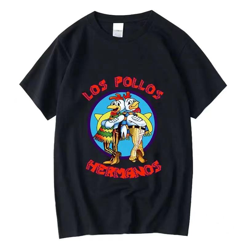 

XIN YI Мужская высококачественная футболка 100% хлопок Во все тяжкие LOS POLLOS Братья-куры повседневная смешная футболка мужские футболки 8017... S разноцветный