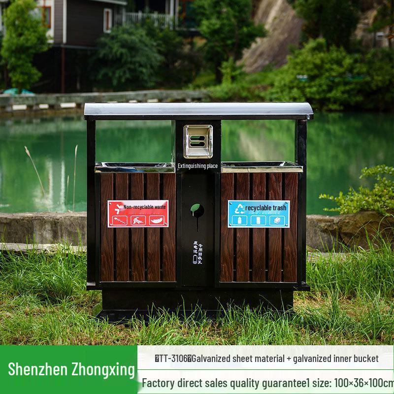 Stainless Steel Outdoor Trash Can: Large Sanitation Bin for Fruit Peels and Waste