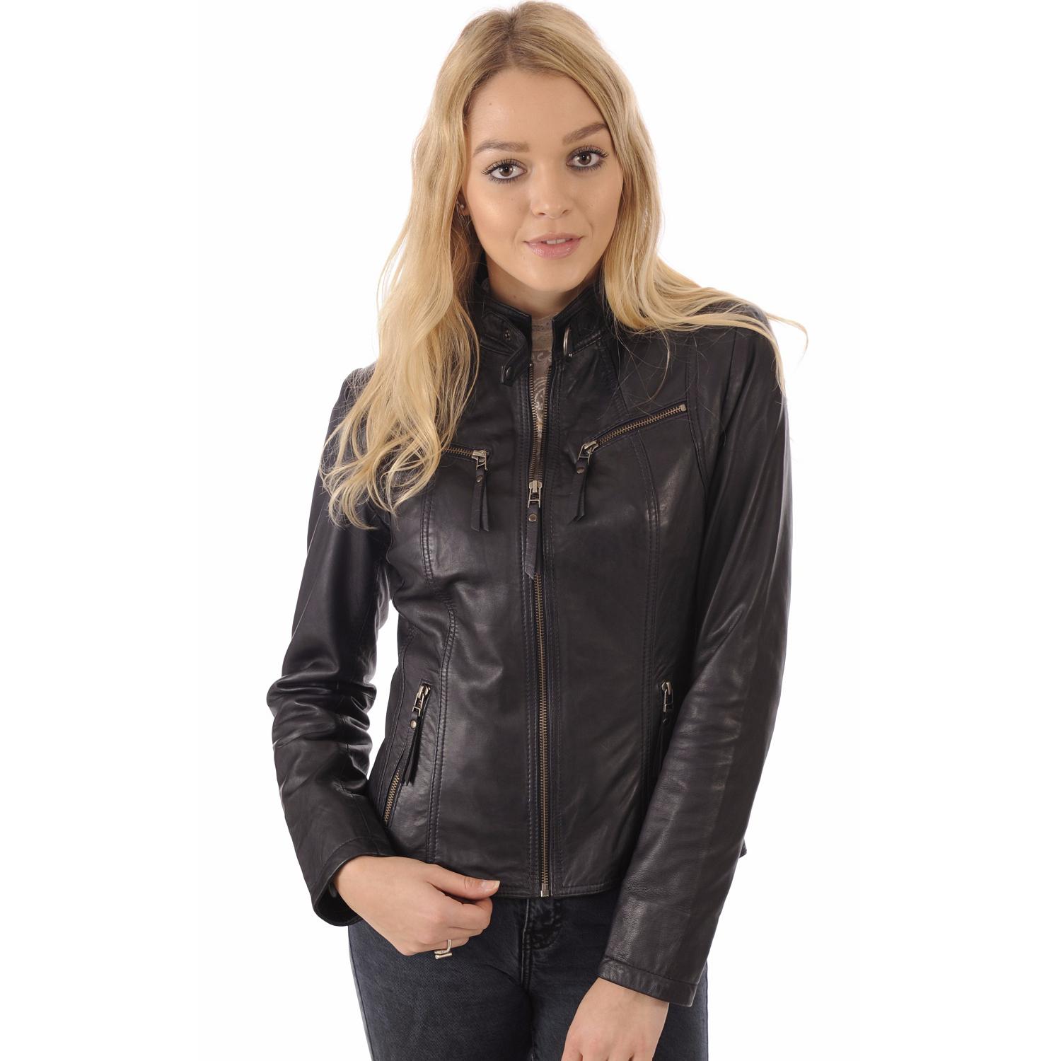 

SKINOUTFIT Women s Black Biker Motorcycle 100% Genuine Lambskin Leather Jacket Casual Wear XXXL чорний