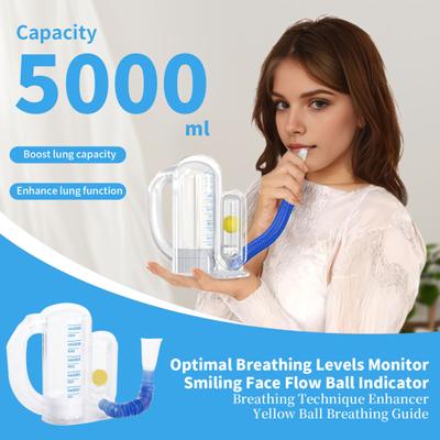 Incentive Spirometer 5000ML Volume Measurement with Flow Rate Indicator Deep Breathing Trainer Students Children Adults