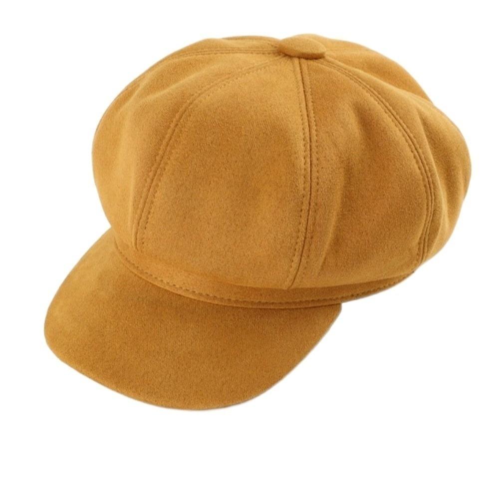 Korean Style Suede Octagonal Hat Solid Color Painter Cap Casual Newsboy Cap  Daily