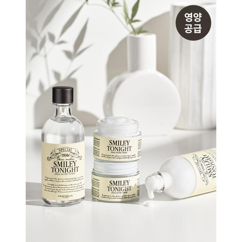 

Smiley Tonight Snail 3-piece set (toner 130ml + emulsion 130ml + cream 50g)