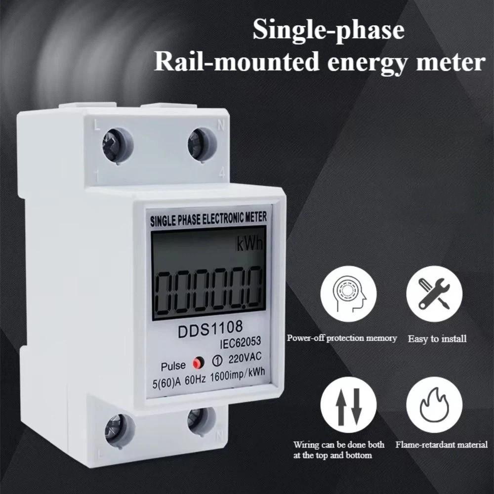 Multi-Function Single Phase Electric Energy Meter LCD Display LCD Energy Meter  Din Rail Mounting