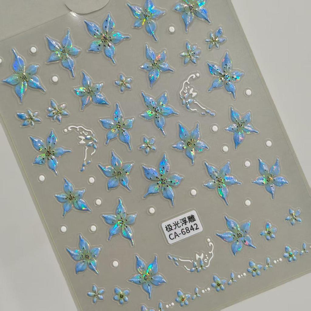 Maillard Devil 3D Seven-Color Five-Petal Flower Nail Art Stickers