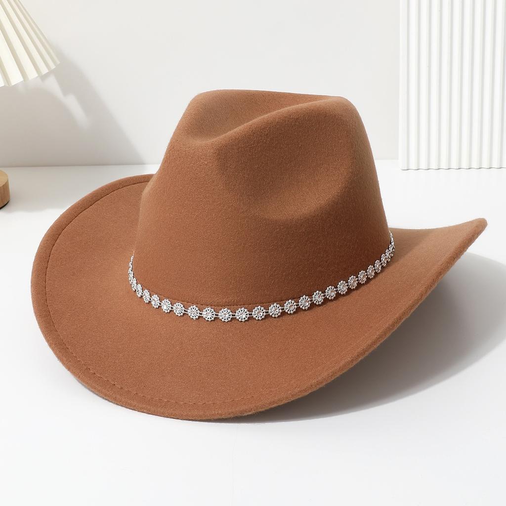 European and American small floral bright diamond western cowboy top hat men's and women's casual top hat party jazz hat