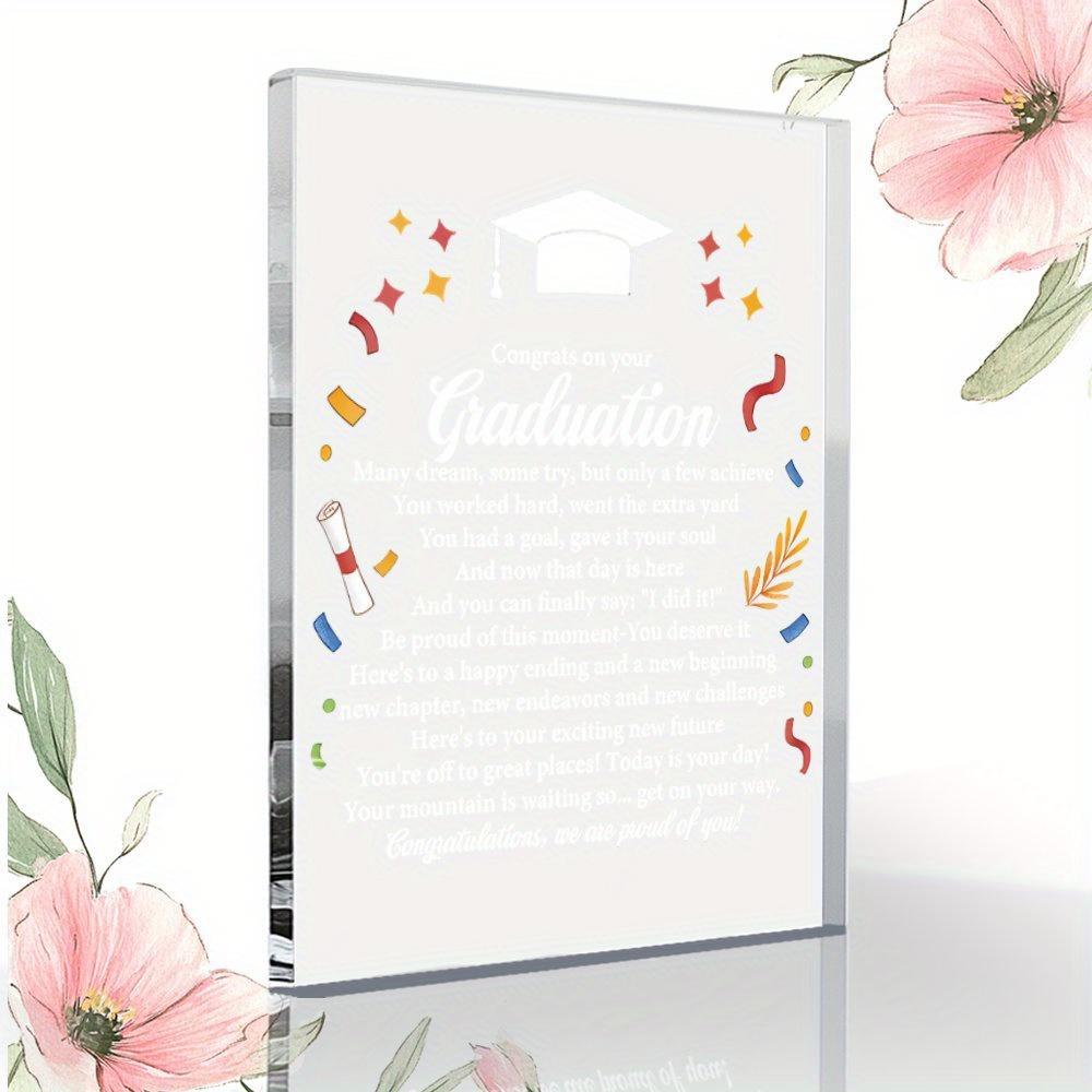 Graduation Motivational Acrylic Plaque - Inspirational Gift for Grads with "Congrats Graduation" Message, Perfect for School Opening or Commencement