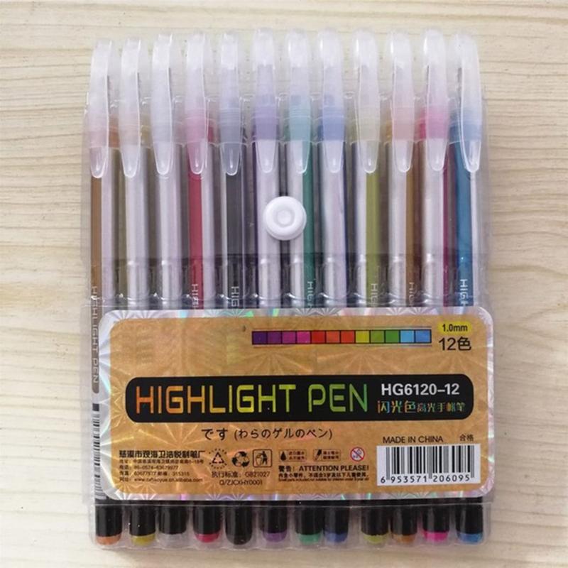Glitter Gel Pen Set-Metallic Pastel Highlighter Marker Pen F0I0 Glitter Gel Pen Set-Metallic Pastel Highlighter Marker Pen F0I0