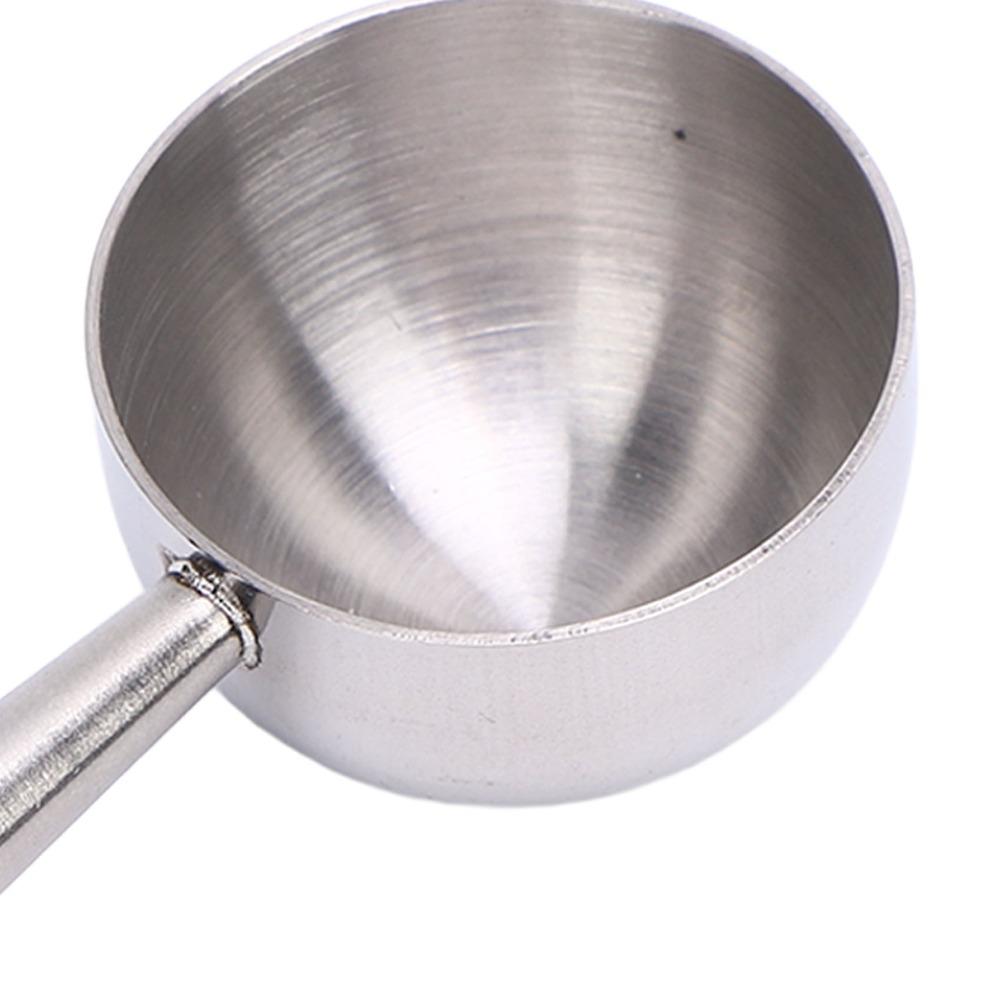 Short Wooden Handle Bean Tea Scoop 304 Stainless Steel Kitchen Utensil Spoon  For Ground Coffee
