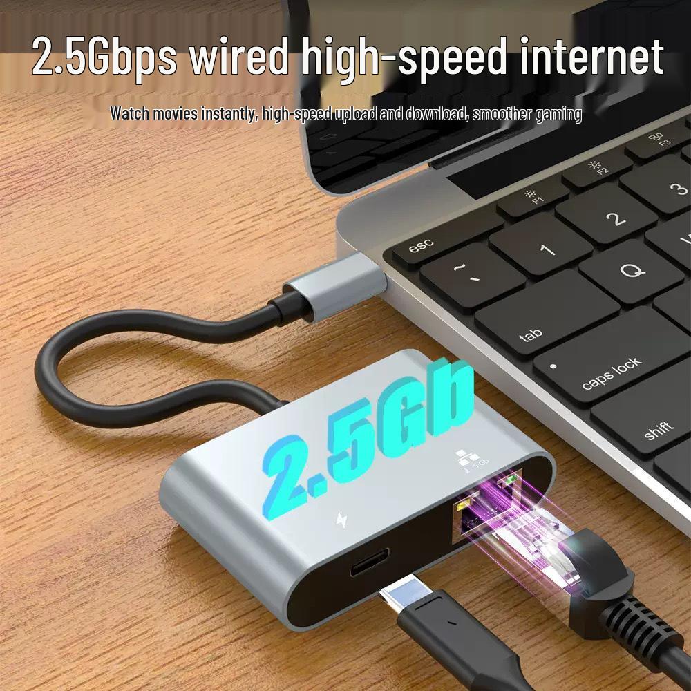 USB-C Netzwerkkarte mit PD-Stromversorgung für Mobiltelefon, Tablet, Laptop, Switch, Spielekonsole