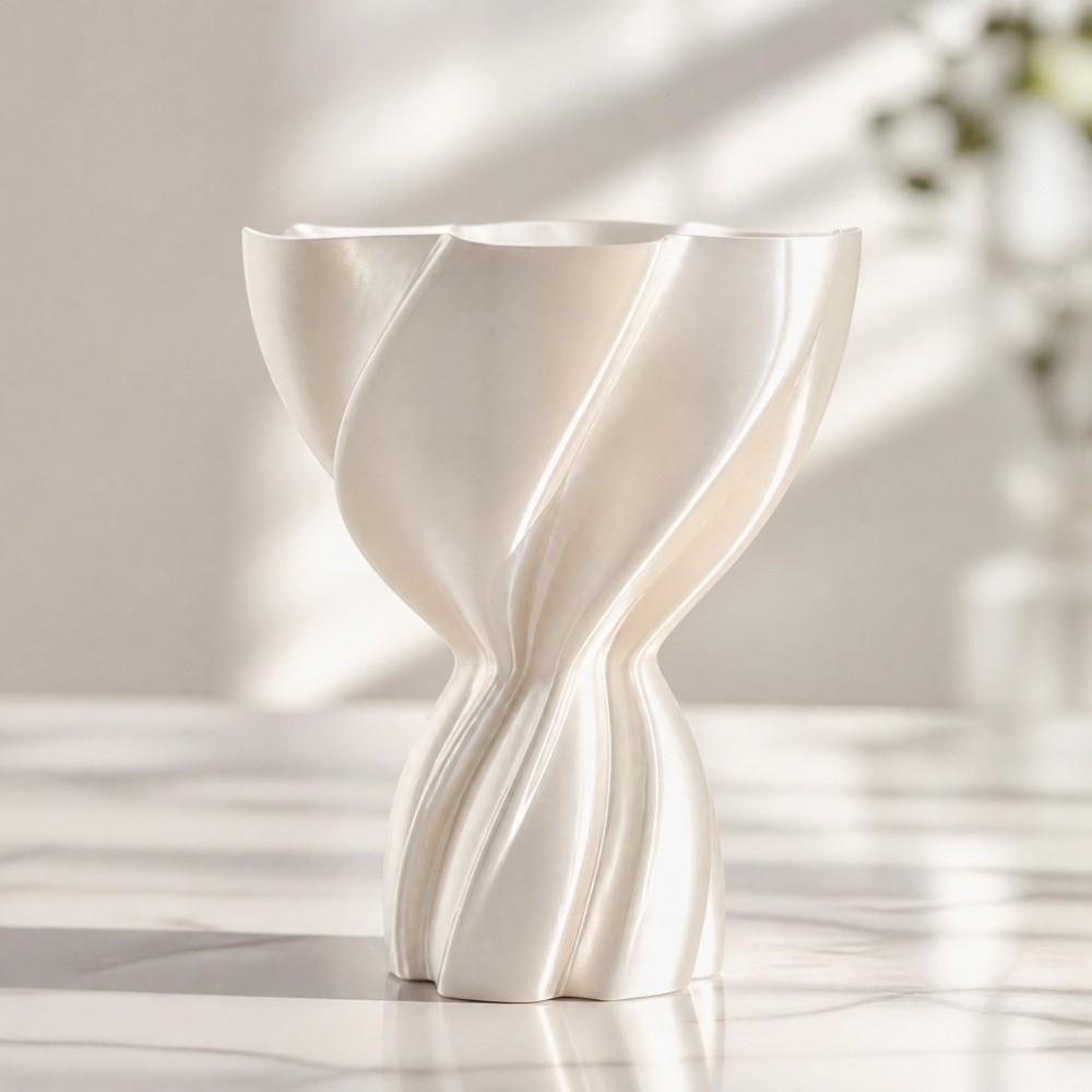 Silk Texture Decorative Vase 3d Printed Flower Bouquet Vase Unique Desktop Ornament Office