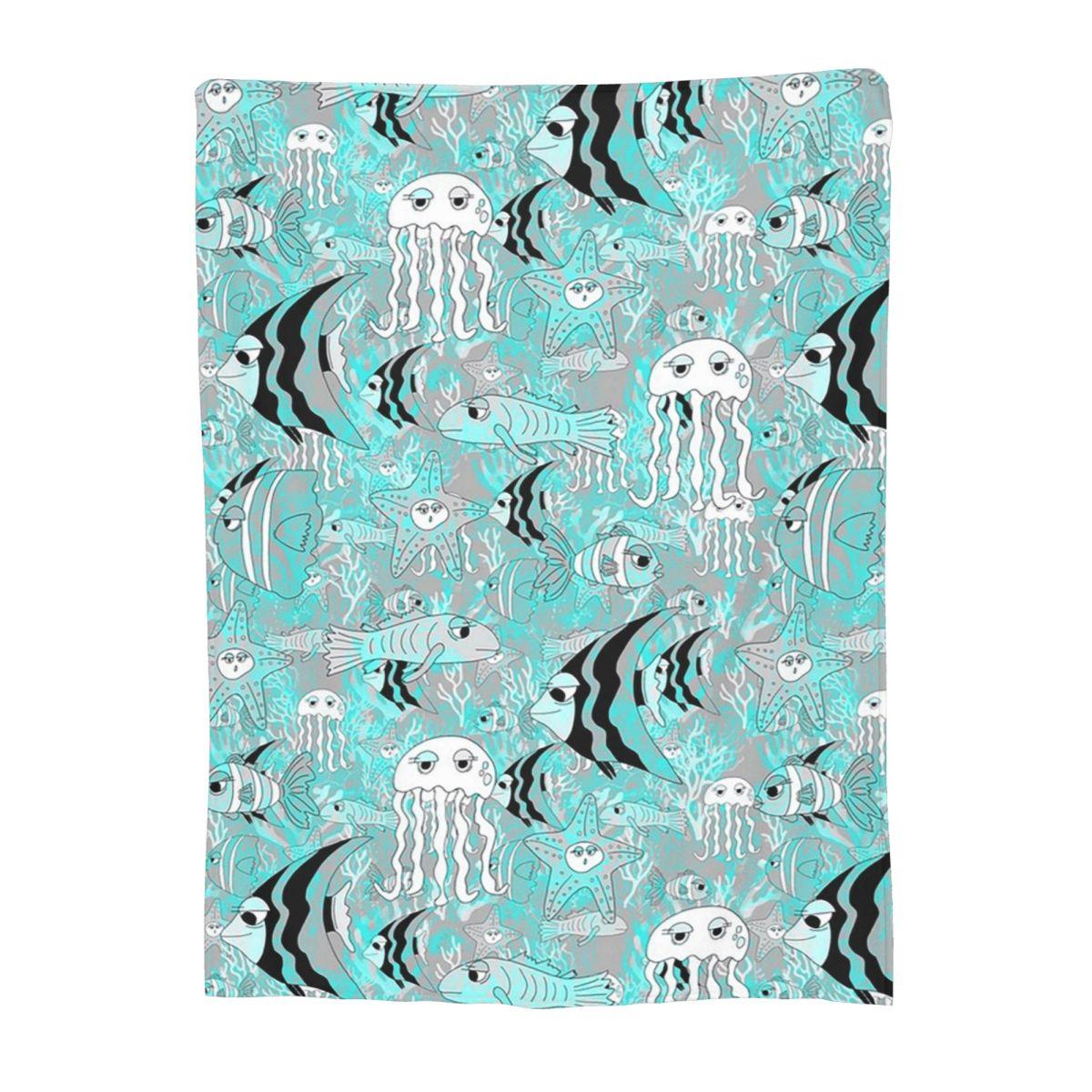 

Fish Jellyfish Ocean Animals Blanket Fleece Sofa Throw Blanket Portable Throw Blankets for Bedding Travel Throws Bedspread Quilt 80x120cm