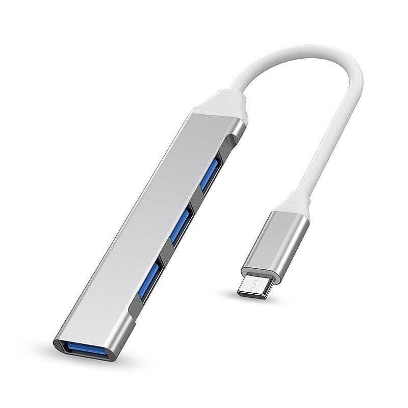 Ultra-Thin Aluminum 4-Port USB 3.0 Hub with Type-C to USB-C Splitter