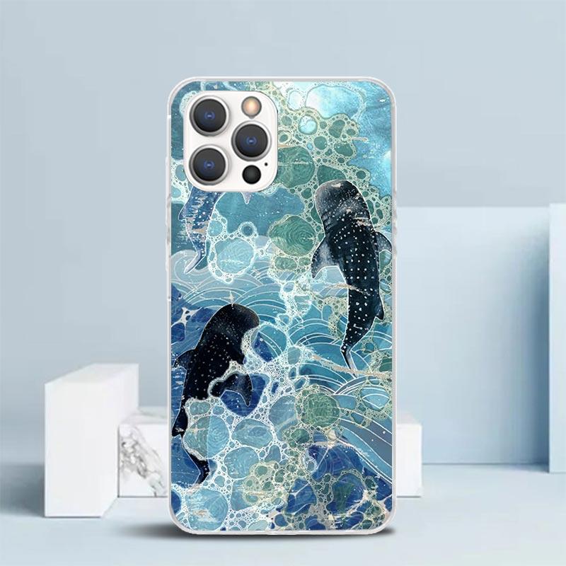 Ocean Whale Shark Soft Cover for iPhone 16 17 Air 15 14 Pro Max 16E Phone Case 13 Mini 12 11 7 SE 8 Print Pattern Fit Cases 16 1