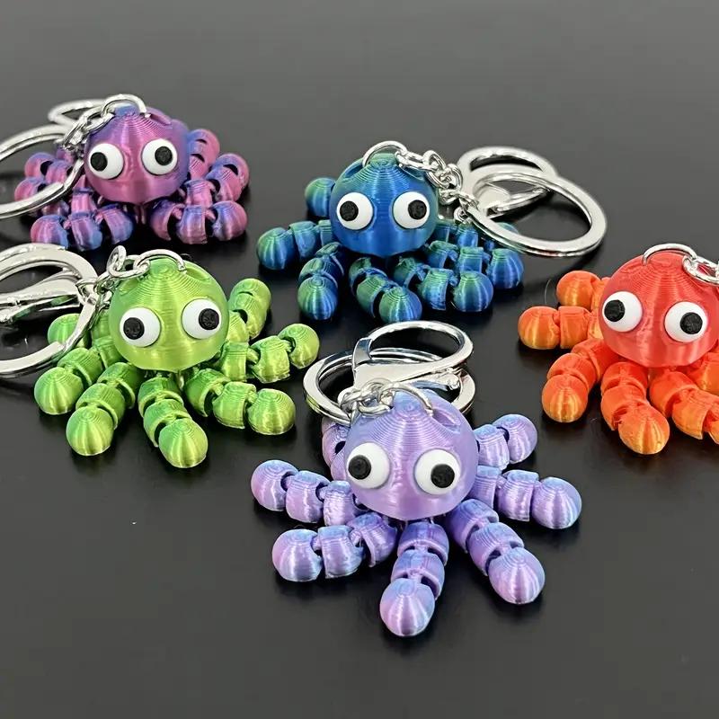 3D-gedruckter Gelenk-Oktopus Schlüsselanhänger mit beweglichen Tentakeln, Zufällige Farbe