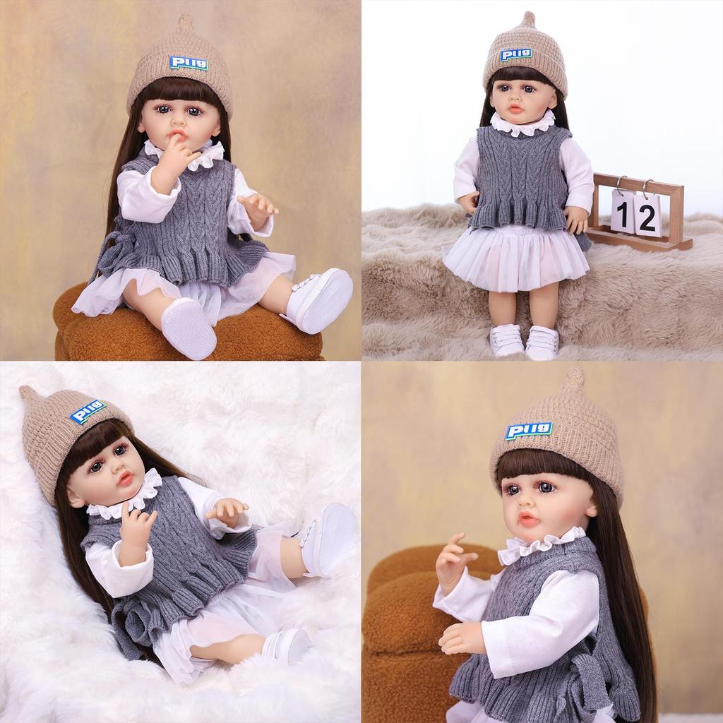 kEIUMI Full Silicone Vinyl 22 Inch Reborn Baby Doll Realistic Skin Look Like Newborn Girl Toys Children Gift