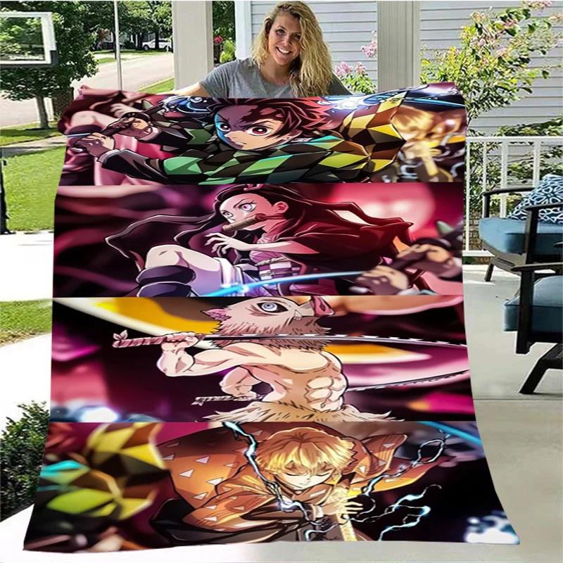 Moda Ghost Blade Stampa 3D Personaggio dei Fumetti Kamado Nezuko Sfondo Ragazza Regalo Coperta Letto Divano Coperta da Viaggio Campeggio
