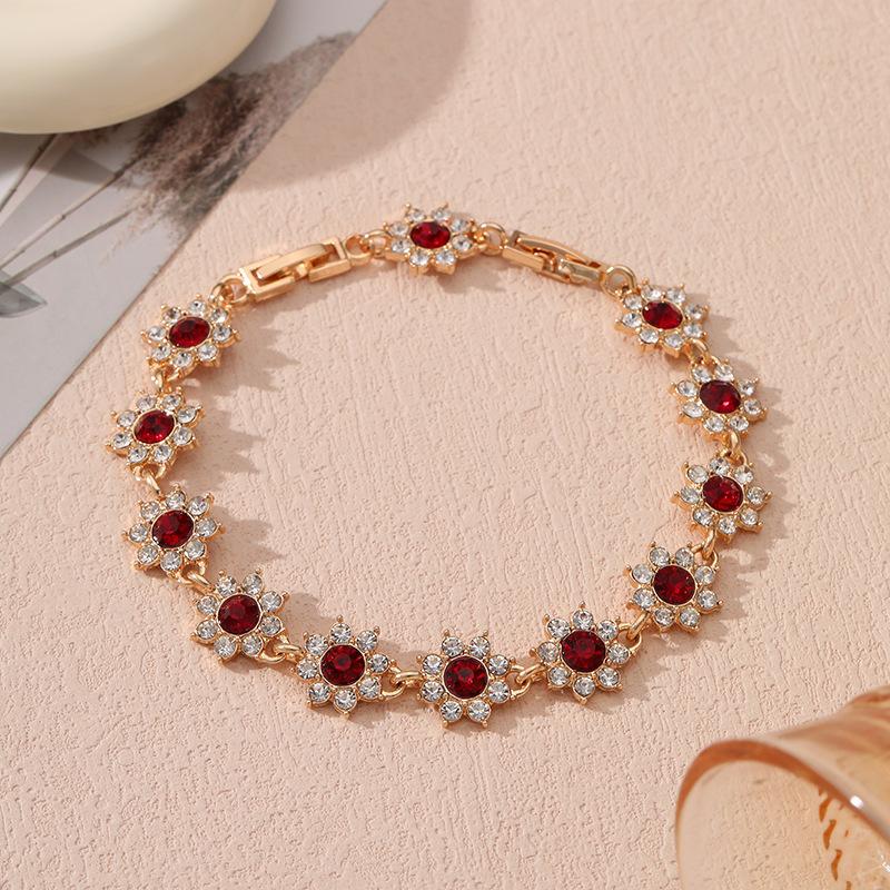 Popular Light Luxury Style Colored Diamond-encrusted Flower High-end Bracelet Adjustable Jewelry