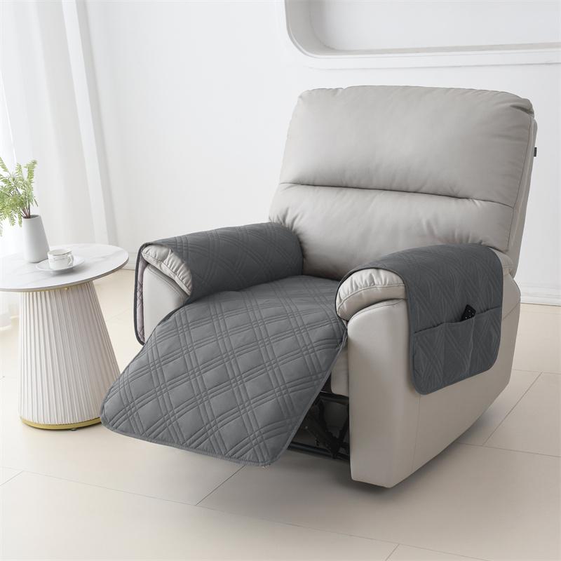 1 Seater Nordic Style Recliner Sofa Seat Covers with Pocket Durable Armchair Protective Case Non-slip Couch Pad for Living Room