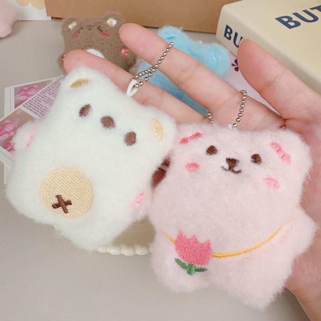 Trendy Squeaky Bear Plush Keychain - Cute Cartoon Pendant for Bags