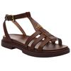 Coach Franny Leather Round Toe Open Toe Roman Sandals Women Sandals Dark-Brown CR866-CWH