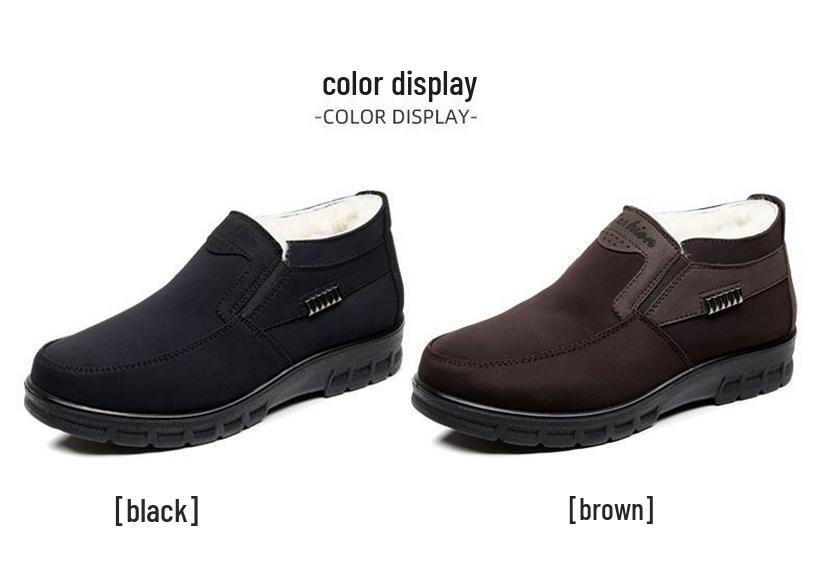 Men's Winter Fleece-Lined Non-Slip Cloth Shoes for Elderly - Warm, Thick Soft Sole Cotton Boots