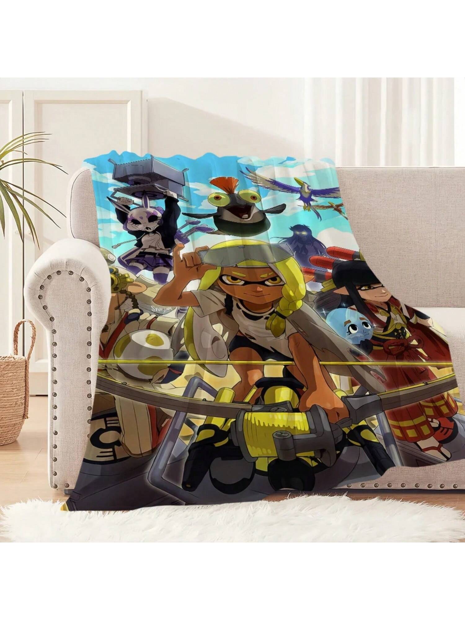 S-Splatoon-N Game Blanket  Warm Comfort  Soft Plush Blanket For Sofa Living Room Office Bedroom Travel Gift 75X95CM