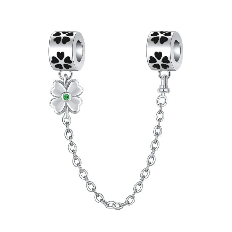 925 Sterling Silver Green Four Leaf Clover Horseshoe Charm Earrings Pendant Necklace Bracelet Jewelry Set