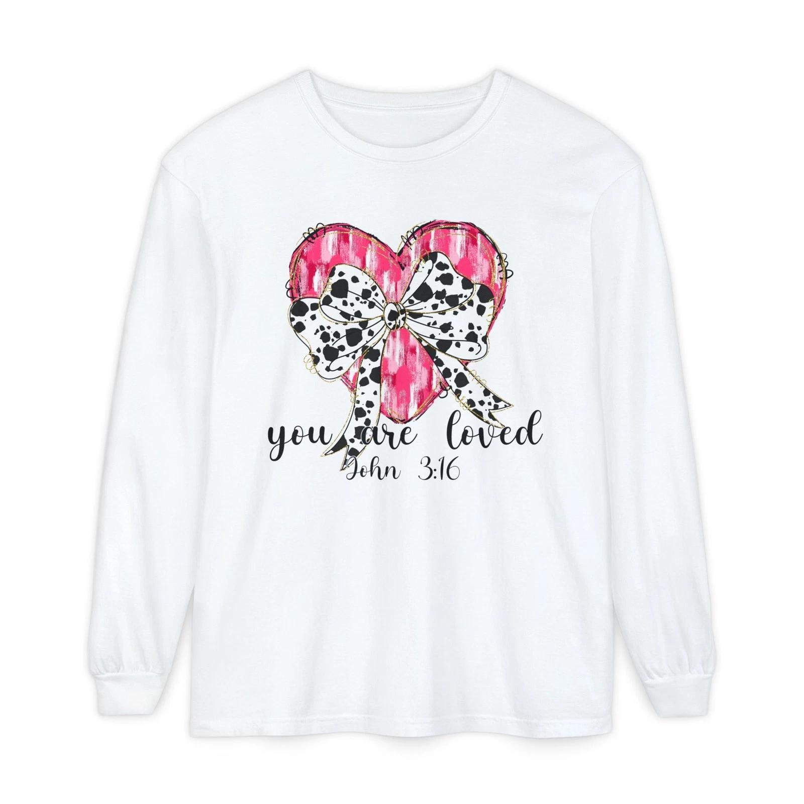 You Are Loved heart bow T shirt | John 3:16 scripture XL