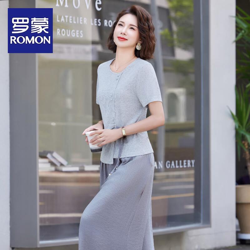 

ROMON Mid-Aged Women s Summer Two-Piece Set 2XL