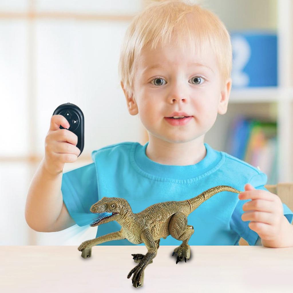 Children's Remote-controlled Dinosaur Toy, A Walking Velociraptor With Light And Roaring Sound