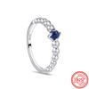 Original 925 Sterling Silver Ring Love Heart Pave CZ Crystal Stackable Rings for Women Wedding Engagement Birthday Gift Jewelry